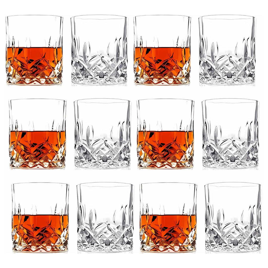 Crystal Cut Old Fashioned Whiskey Glasses (10oz)