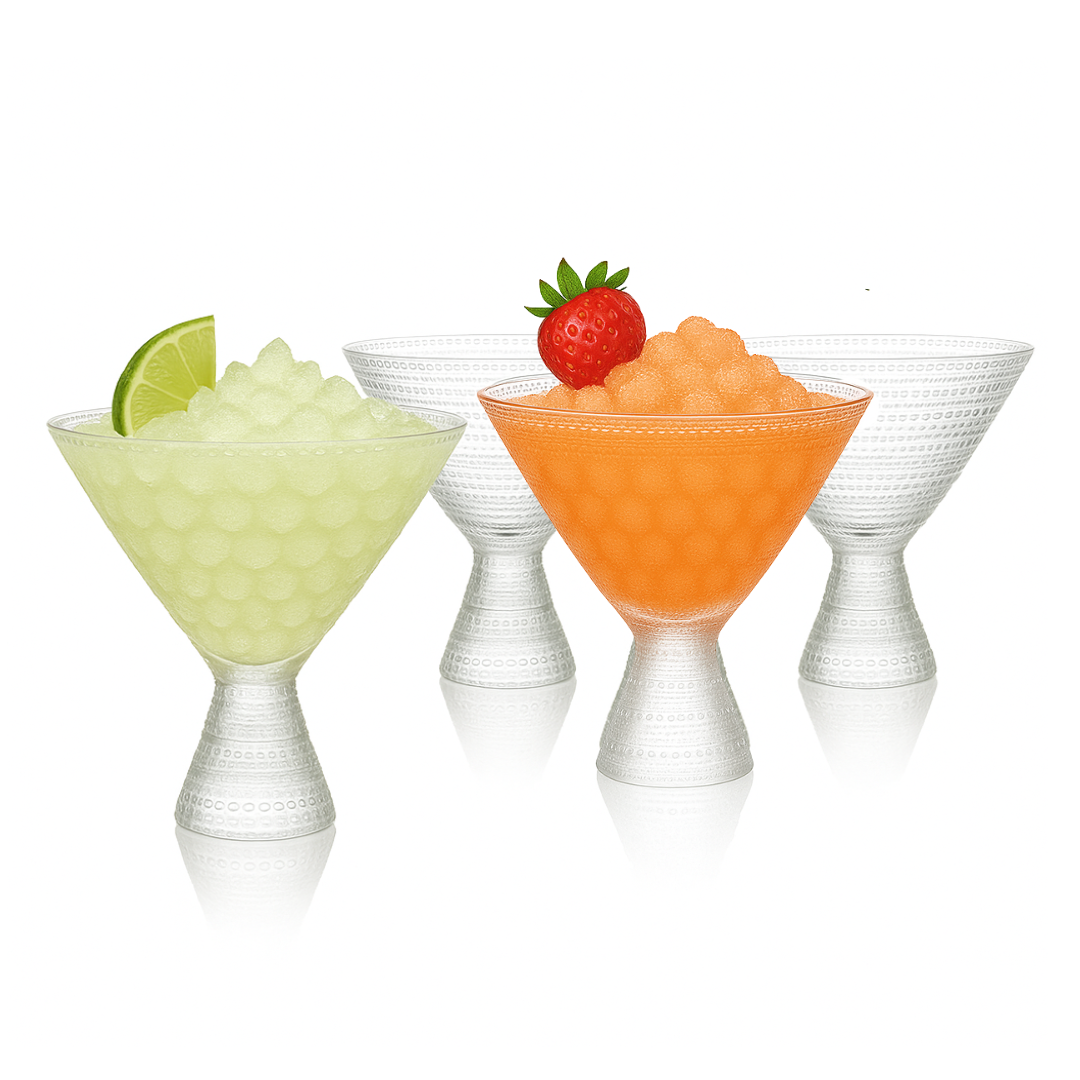 Clear Hobnail Martini Glasses - Embossed Martini Glasses - 9oz
