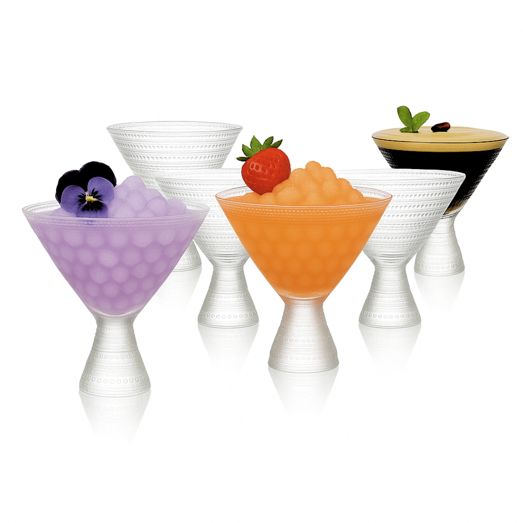 Clear Hobnail Martini Glasses - Embossed Martini Glasses - 9oz