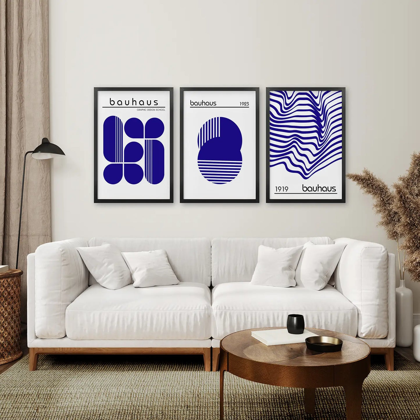 Minimalist Bauhaus Wall Art 3 Piece Print Set