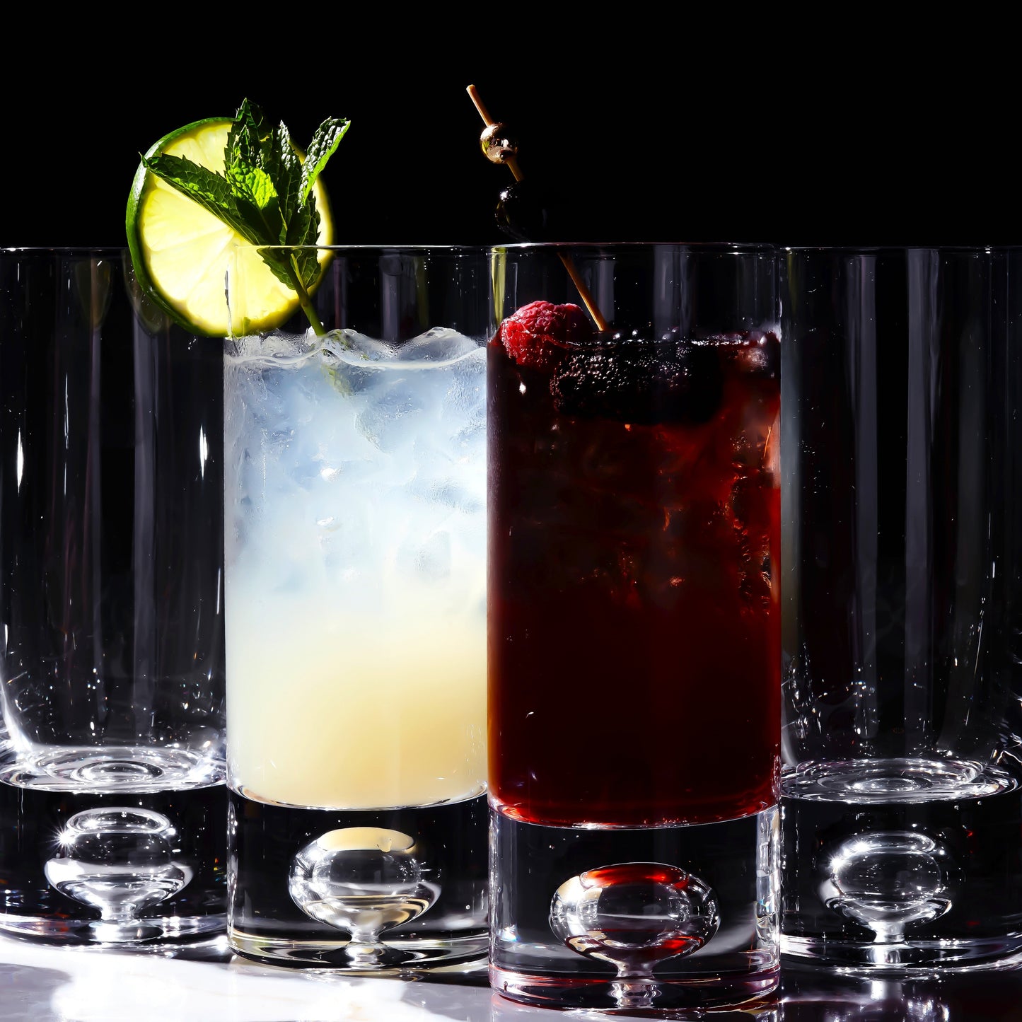 Crystal Bubble Base Collins Glass Highball Tumbler  - 12oz