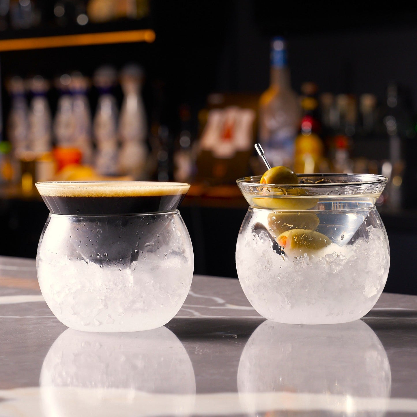 Stemless Martini Glasses With Chiller 5.5oz - (Set of 2 or 4)