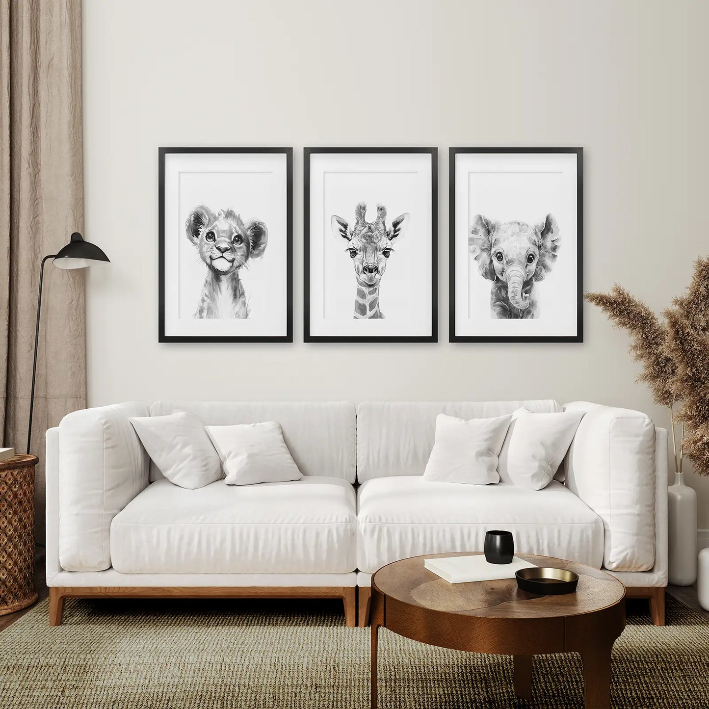 Black and White Jungle Animal Baby Room Decor