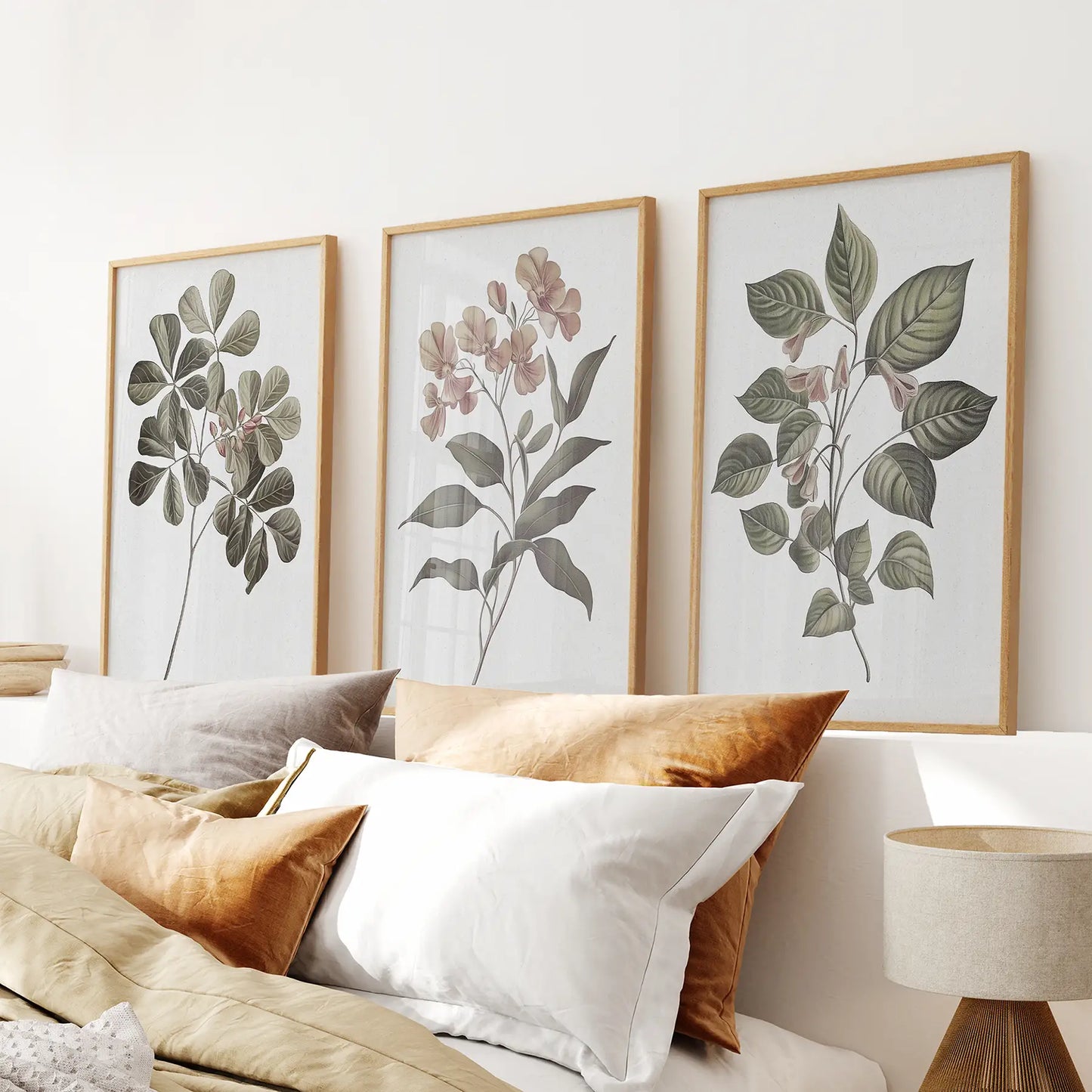 Rustic Botanical Wall Art. Vintage Flowers Prints