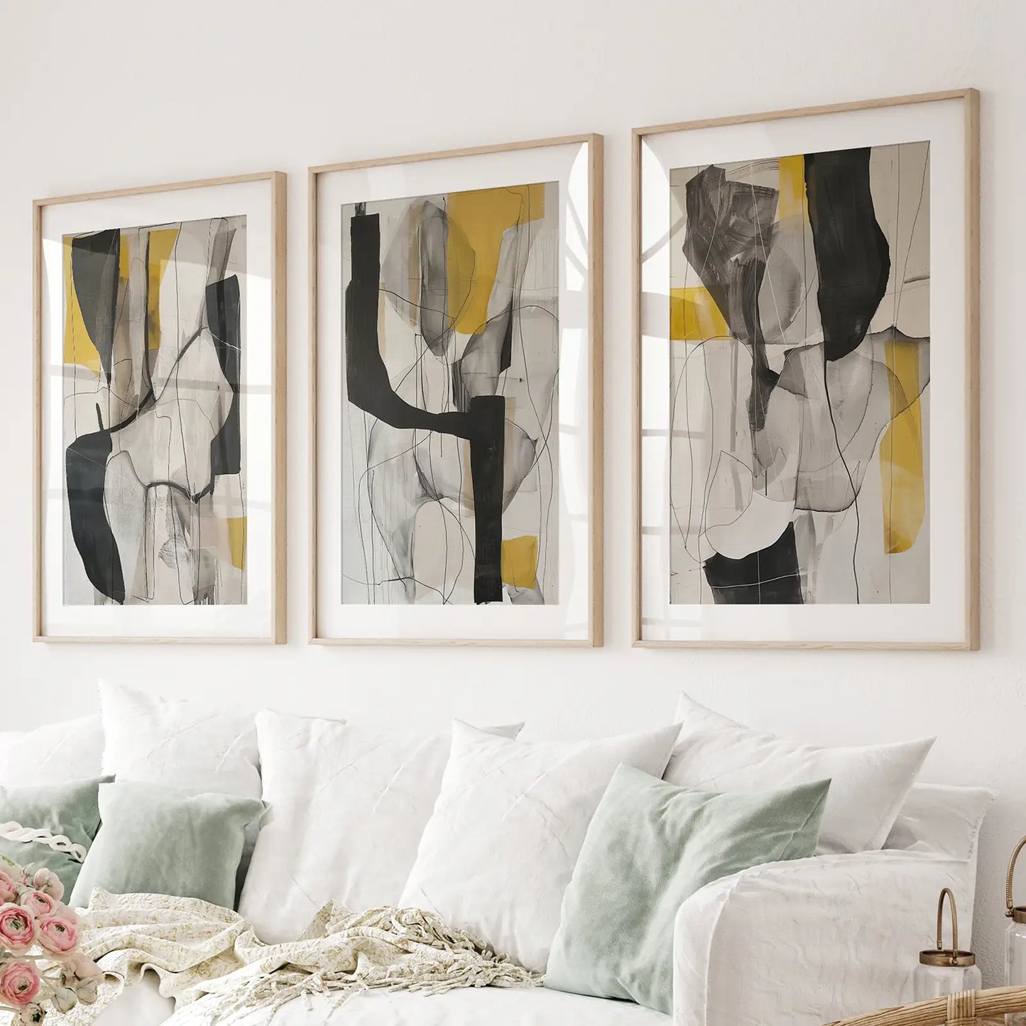 Golden Abstract Shapes Modern Wall Decor Poster