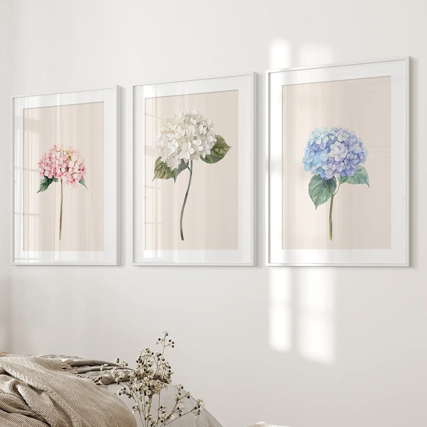 Minimalist Botanical Hydrangea Art Poster Decor