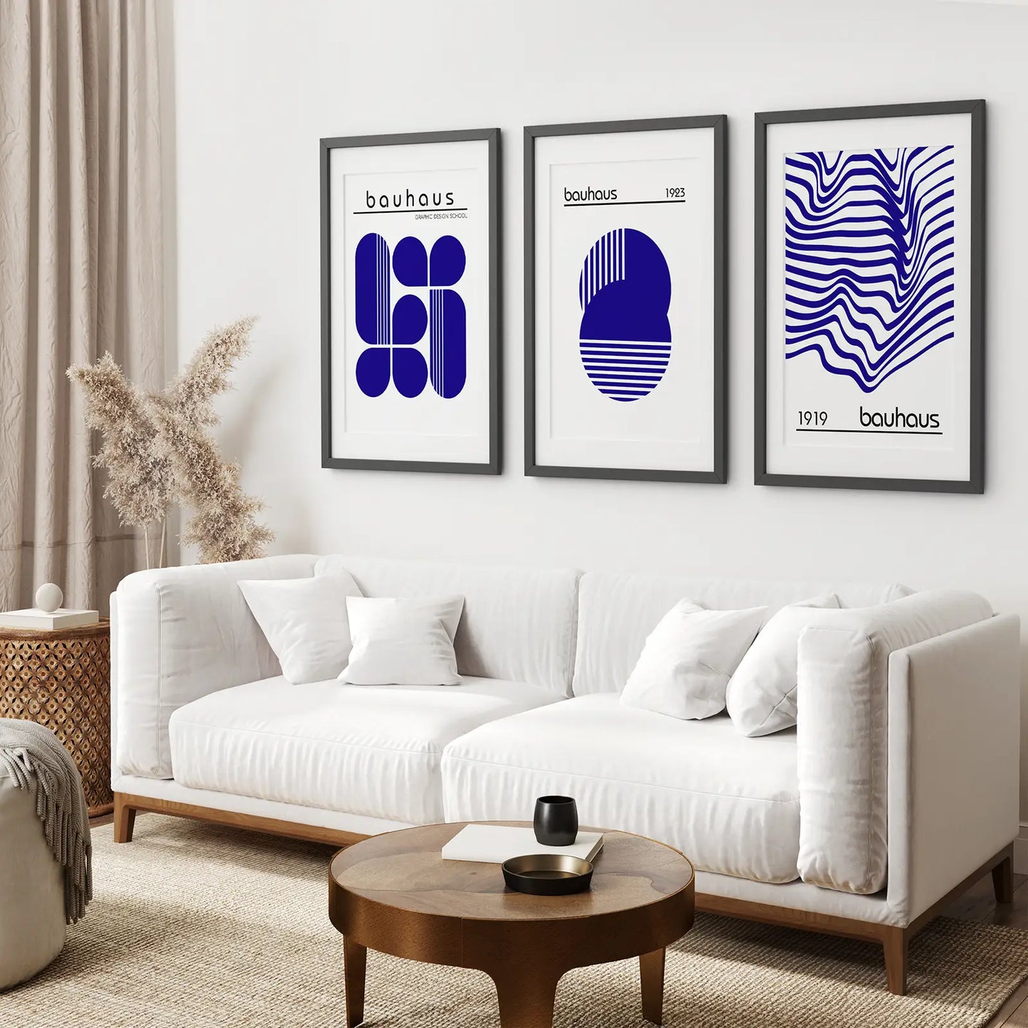 Minimalist Bauhaus Wall Art 3 Piece Print Set