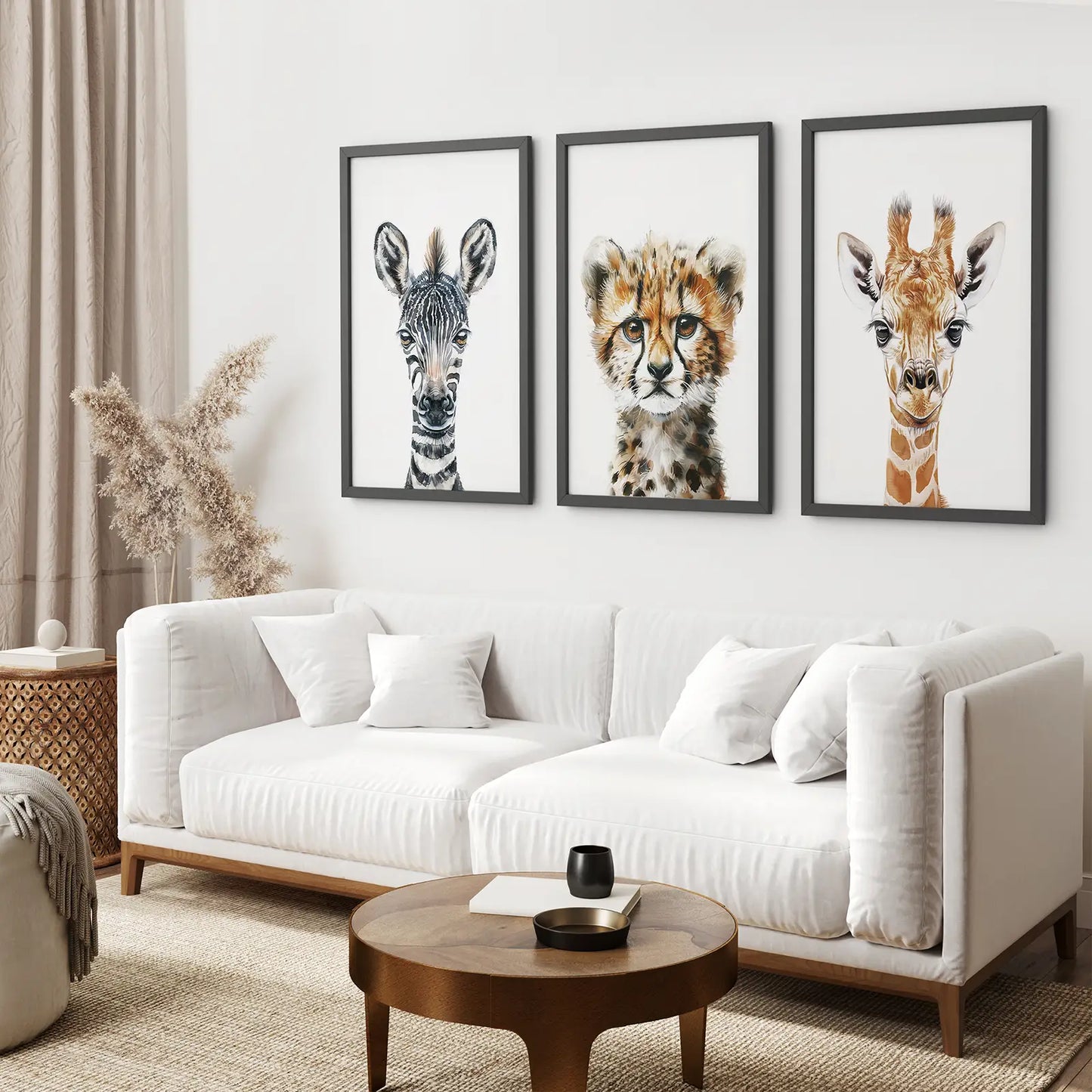 Neutral Safari Wall Art Poster Set Nursery Decor