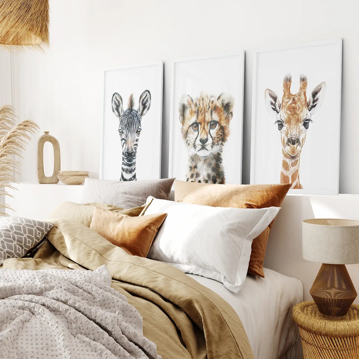 Neutral Safari Wall Art Poster Set Nursery Decor