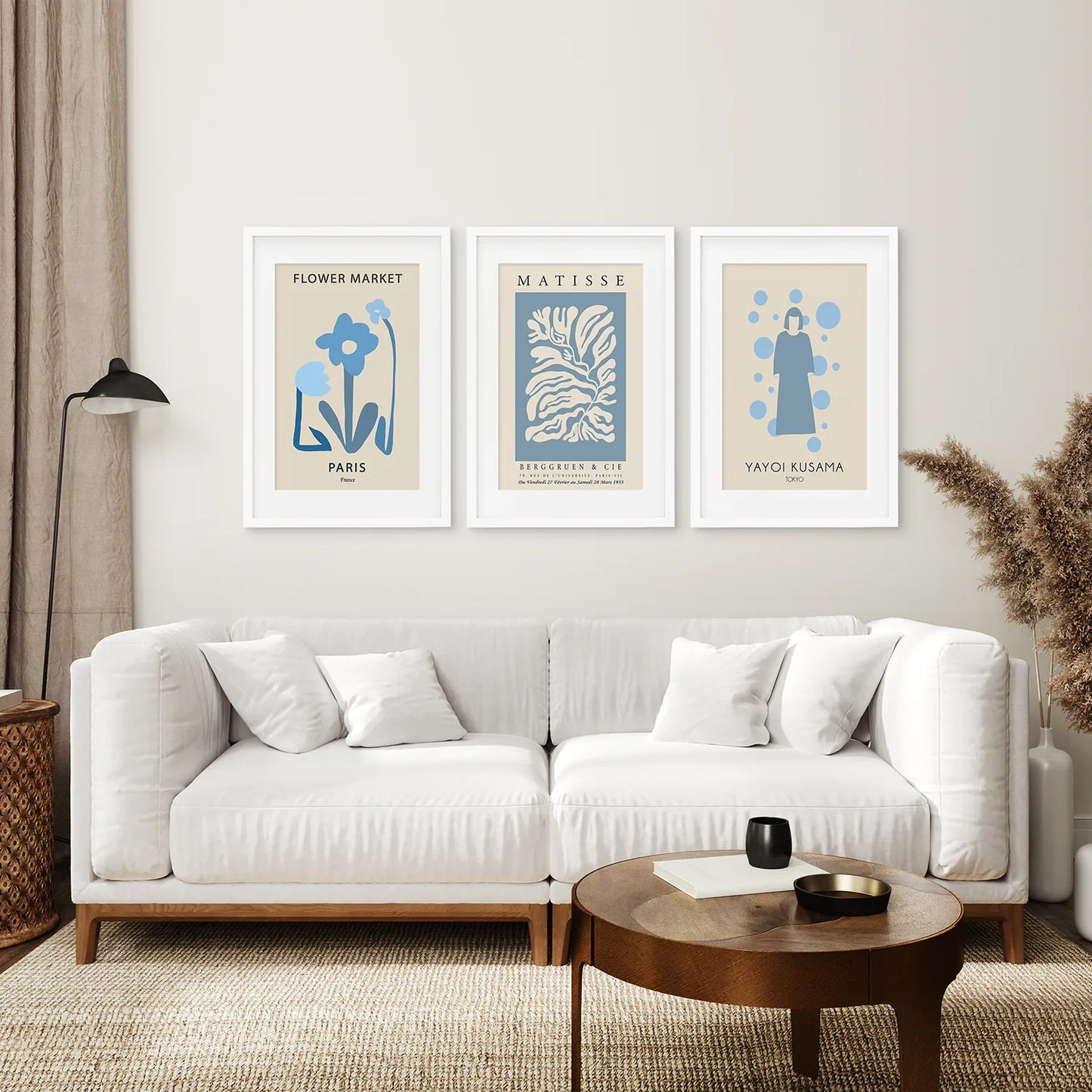 Modern Y2k Style Set of 3 Posters. Pastel Blue