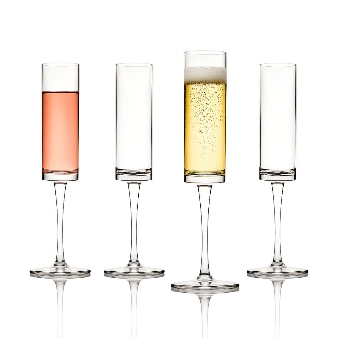 Champagne Flutes - Hand-Blown Crystal Mimosa Glasses (6oz/180mL)
