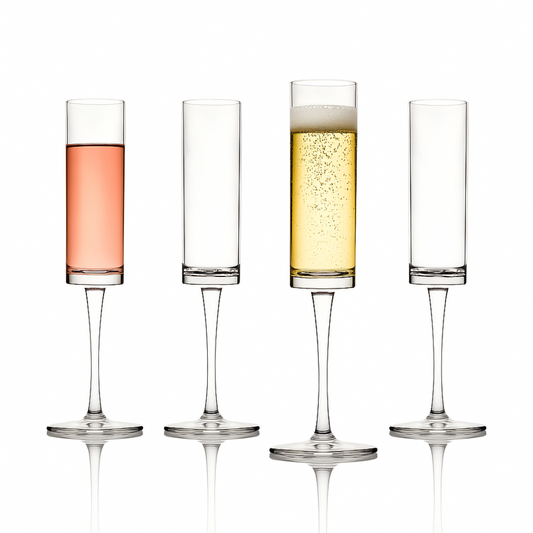Champagne Flutes - Hand-Blown Crystal Mimosa Glasses (6oz/180mL)