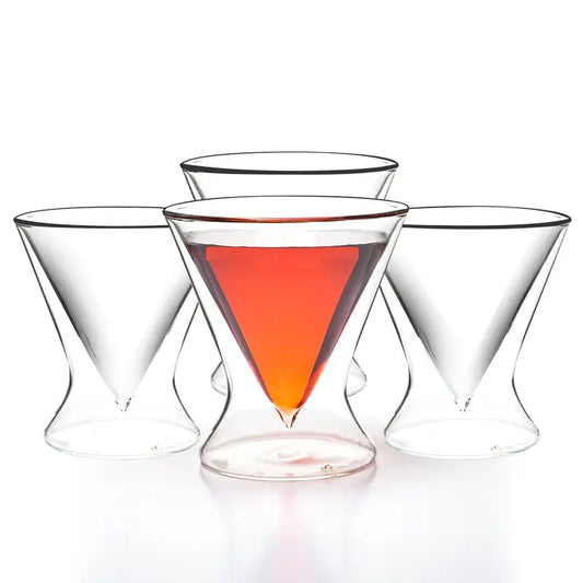 Double-Walled Stemless Martini Glasses - 8oz