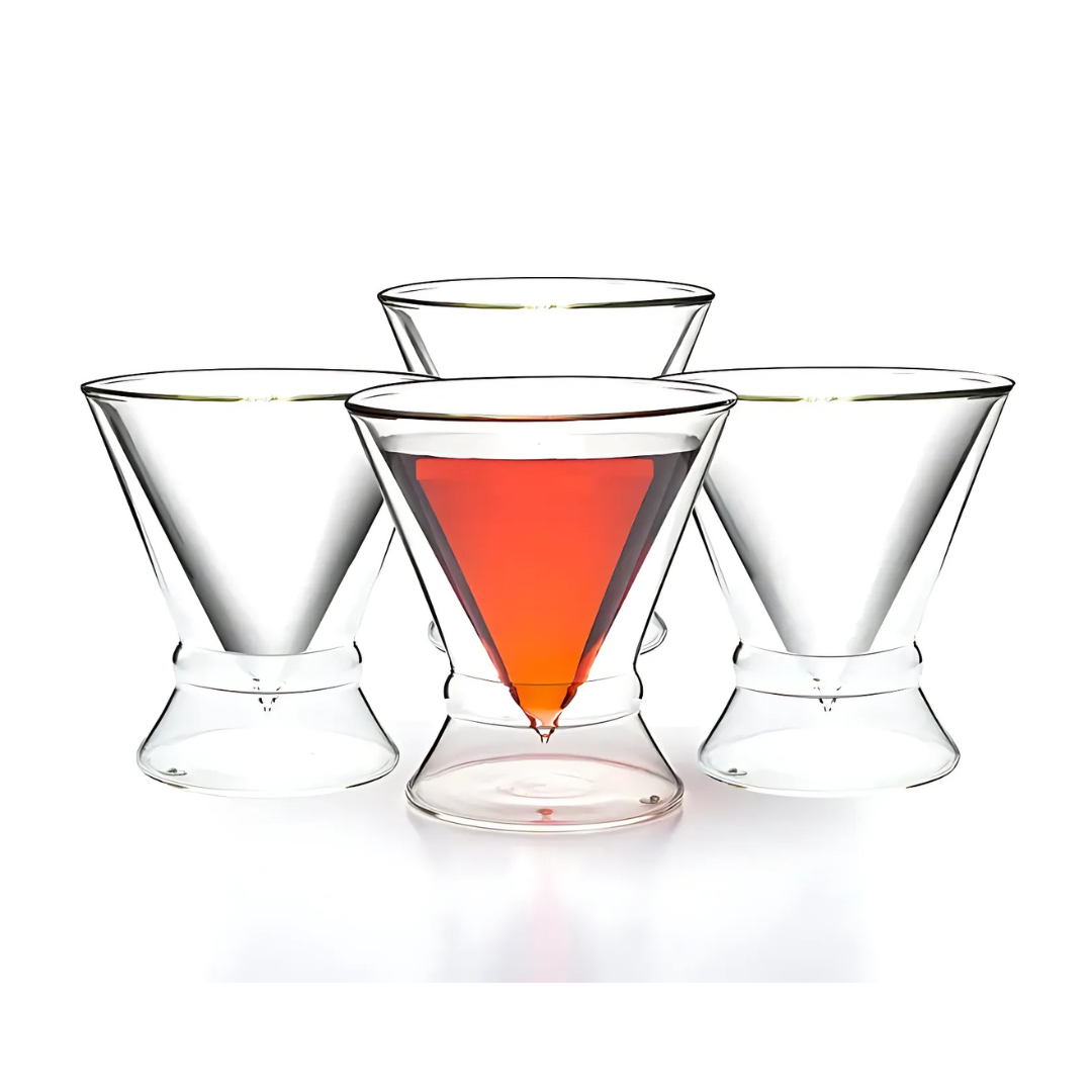 Double-Walled Stemless Martini Glasses - 8oz