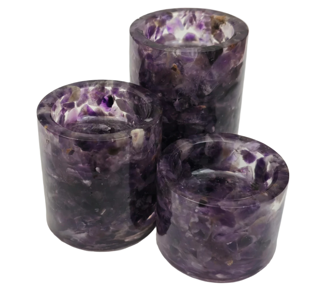 Cylinder Tea Light Holders - Amethyst