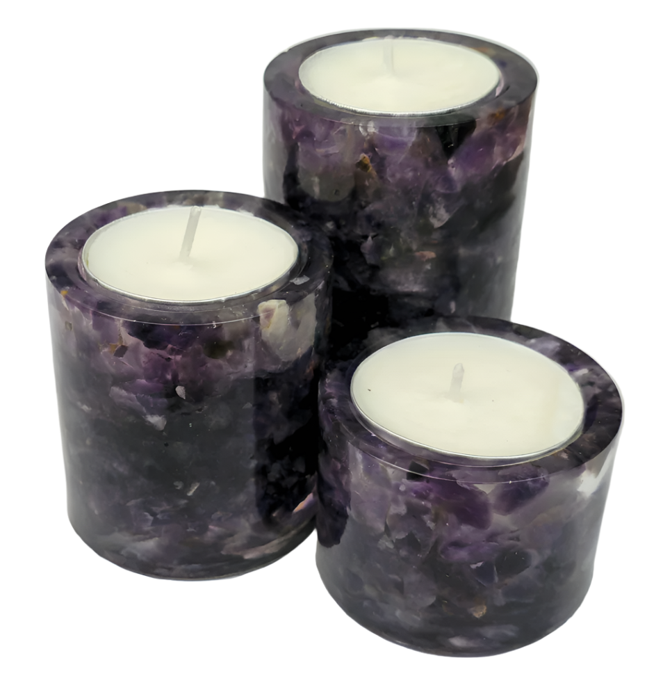 Cylinder Tea Light Holders - Amethyst