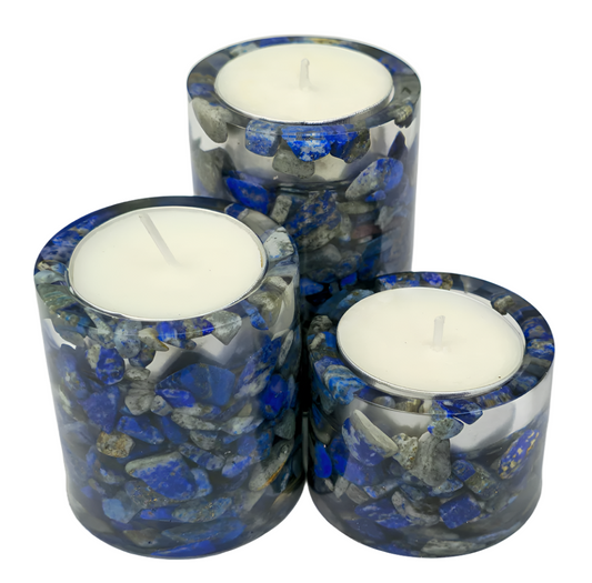 Cylinder Tea Light Holders - Lapis Lazuli