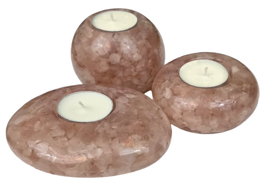 Modern Tea Light Holders - Rose Quartz