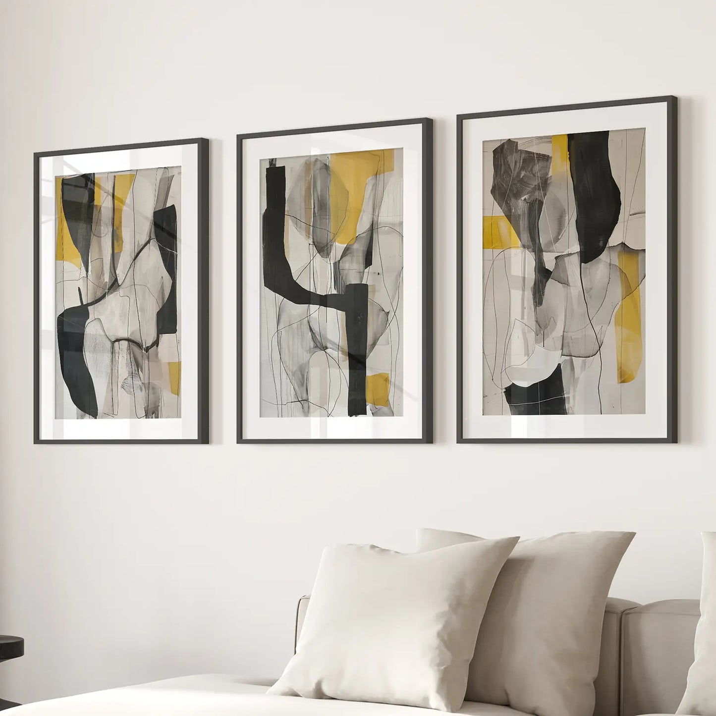 Golden Abstract Shapes Modern Wall Decor Poster