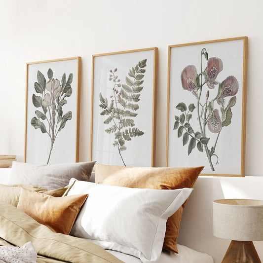 Floral Plant Vintage Decor. Botanical Neutral Art