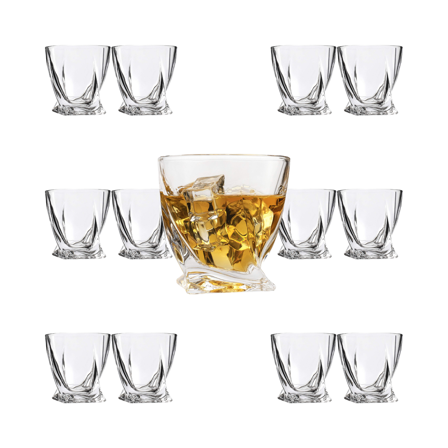 Premium Twisted Whiskey Glasses (10oz)