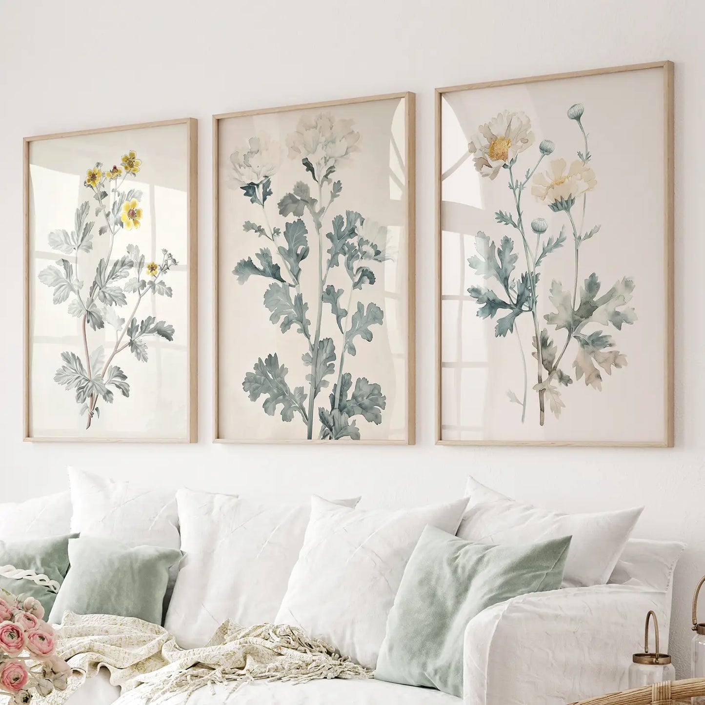 Meadow Flower Watercolor Wall Art Poster Set