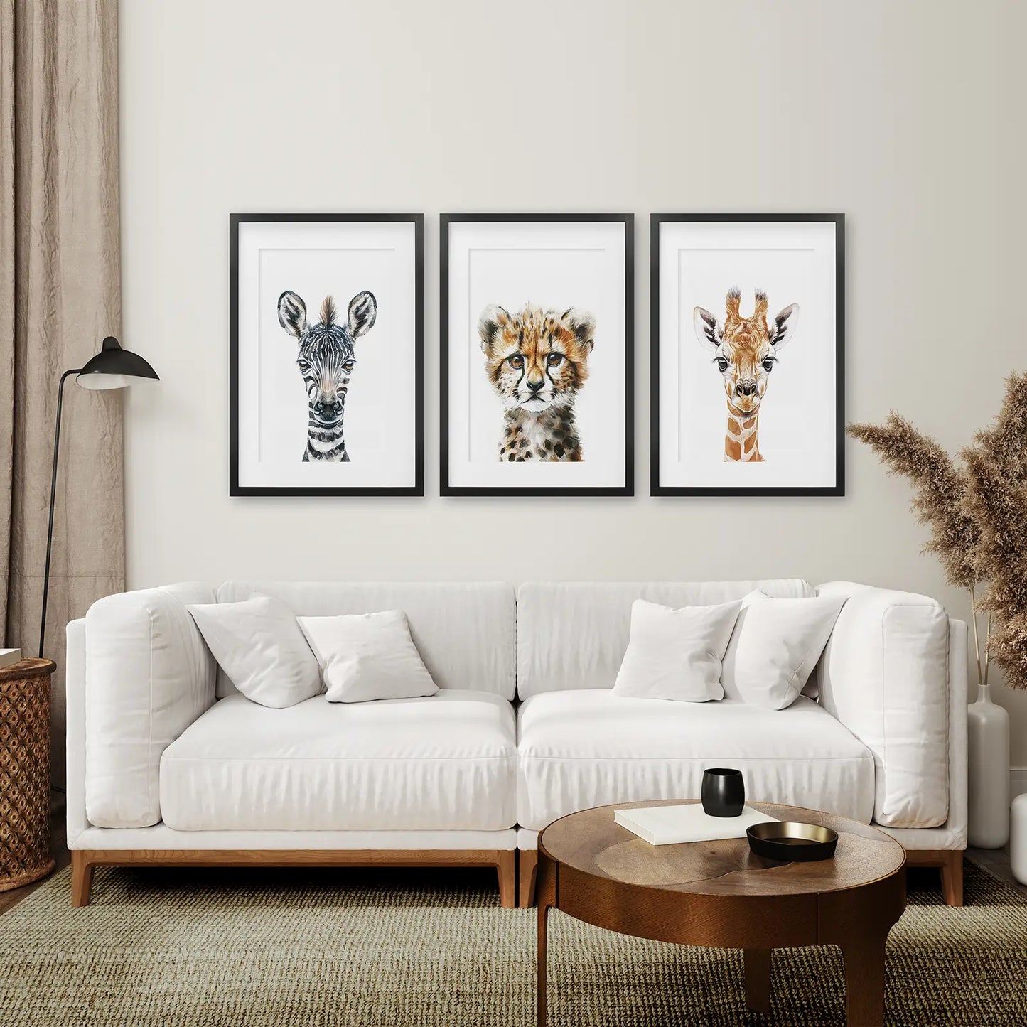 Neutral Safari Wall Art Poster Set Nursery Decor
