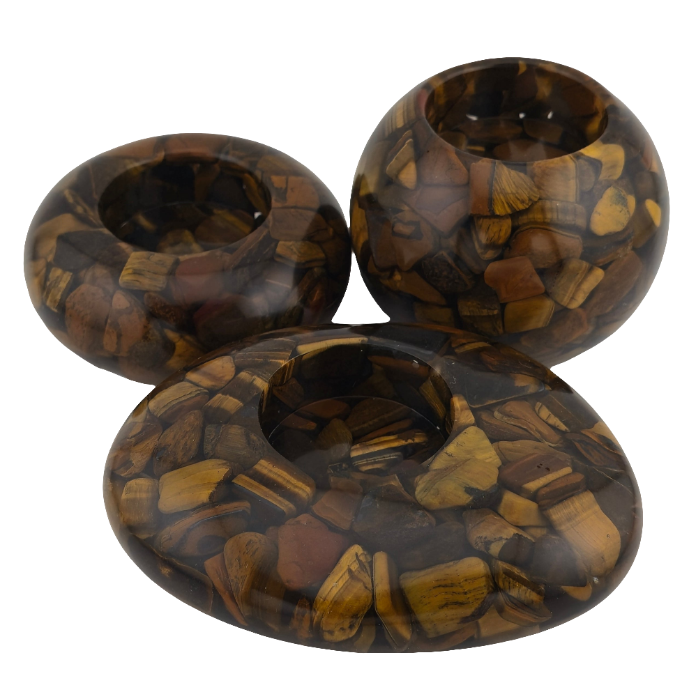 Modern Tea Light Holders - Tiger's Eye