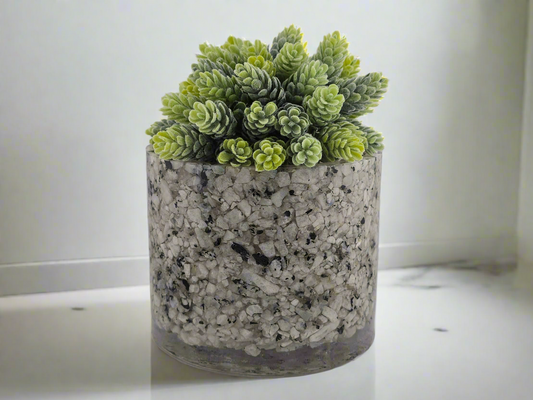 5.9" Rainbow Moonstone and Resin Planter