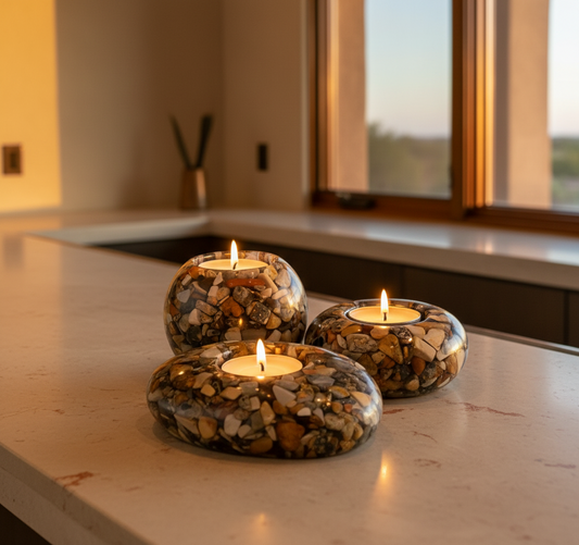 Modern Tea Light Holder Set - Maligano Jasper