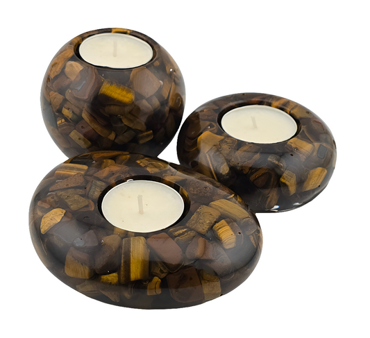 Modern Tea Light Holders - Tiger's Eye