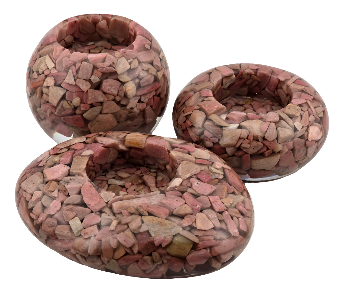 Pink Opal Tea Light Holder Set no candles