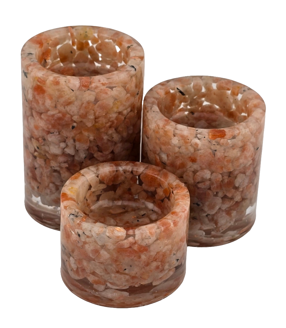 Cylinder Tea Light Holder Set - Sunstone