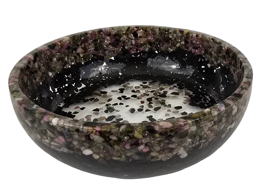 8" Decorative Bowl - Multi-color Tourmaline and Black Tourmaline
