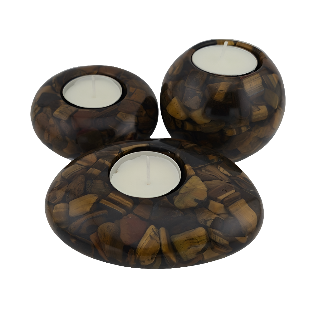 Modern Tea Light Holders - Tiger's Eye