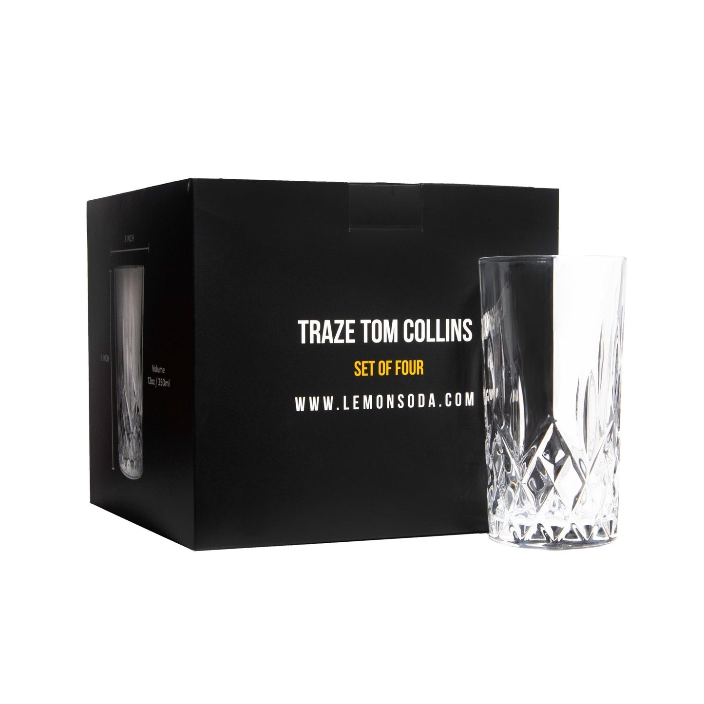 Tom Collins Drinking Glasses – Premium Water Glasses – 12oz