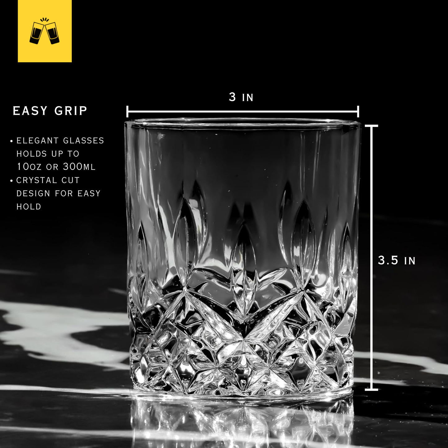Crystal Cut Old Fashioned Whiskey Glasses (10oz)