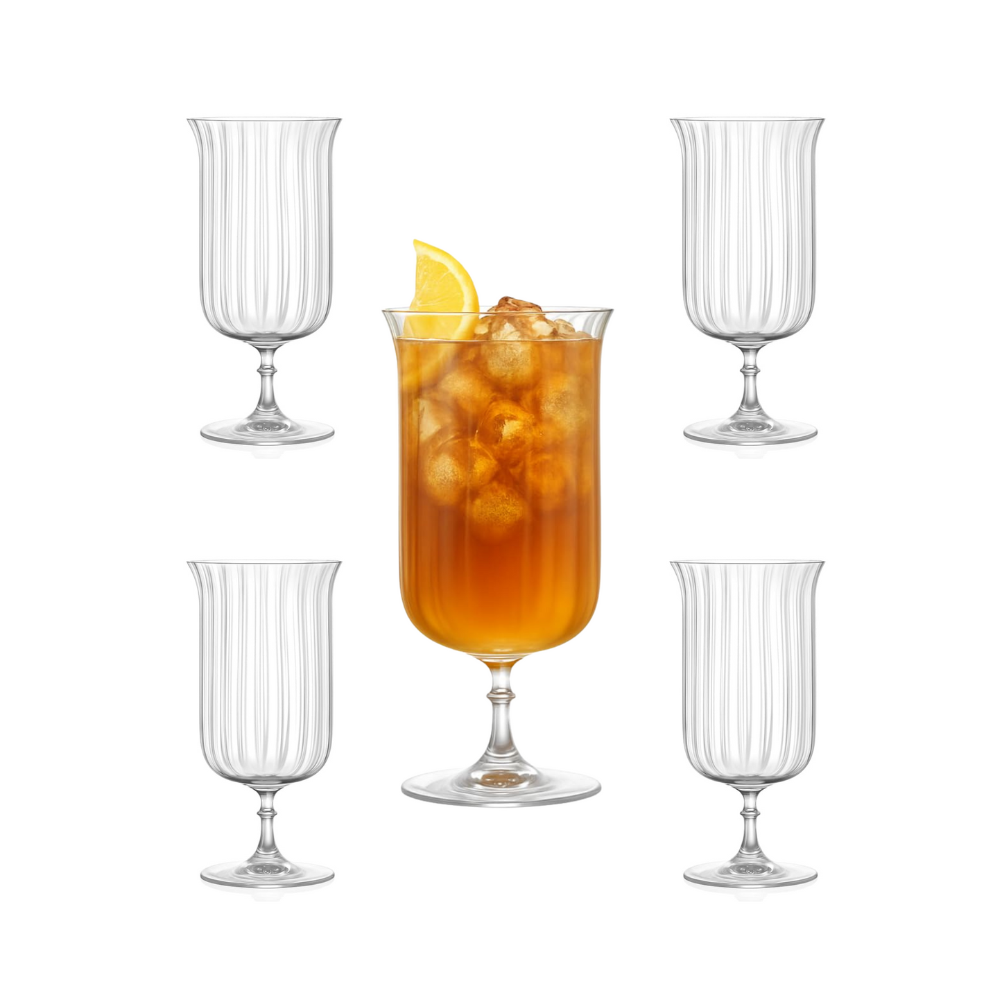 Rims Orient-Coupe Gin Sour/Long Island Ribbed Cocktail Glasses - (Deco)(11.5oz / 340mL)