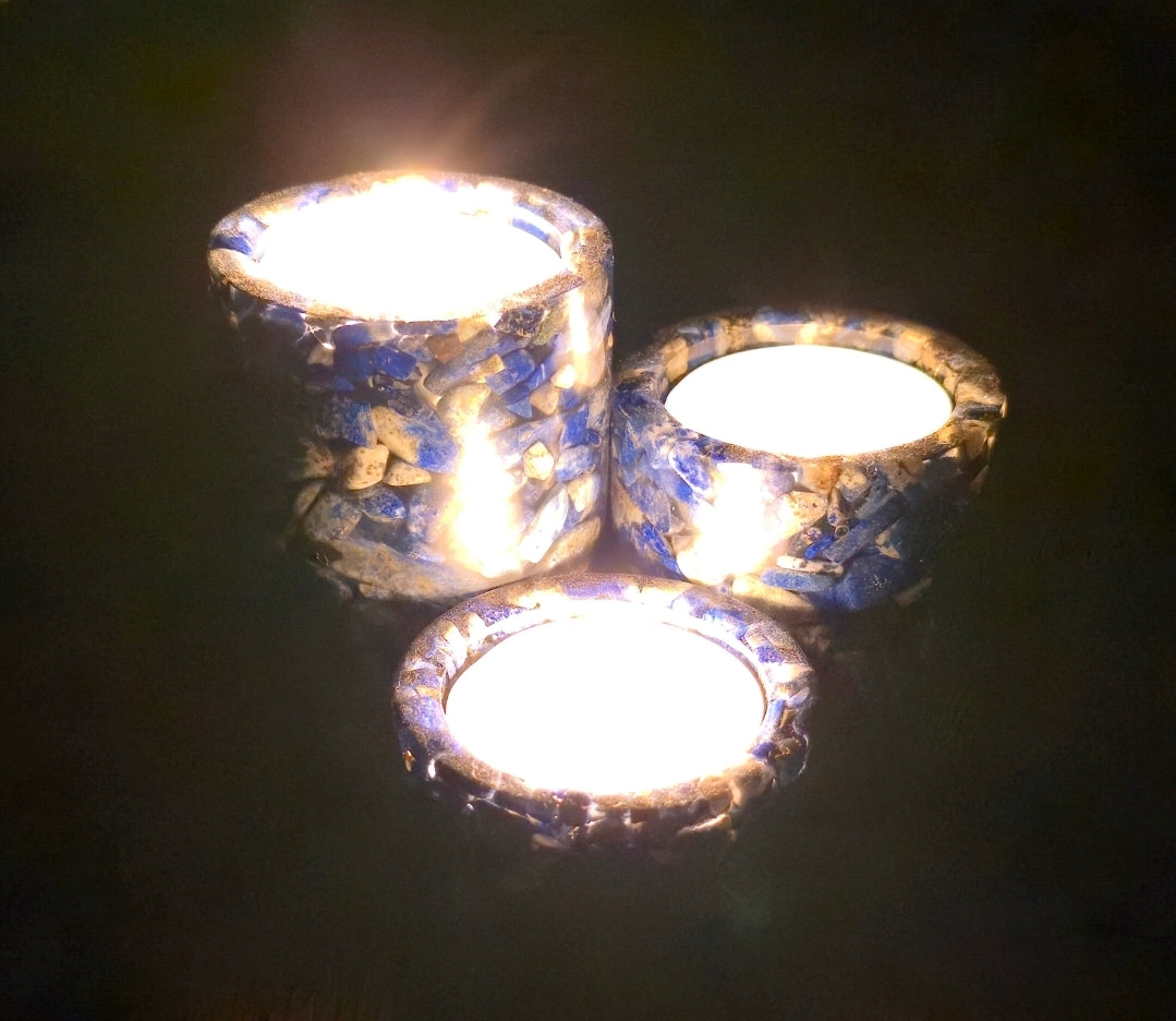 Cylinder Tea Light Holders - Lapis Lazuli