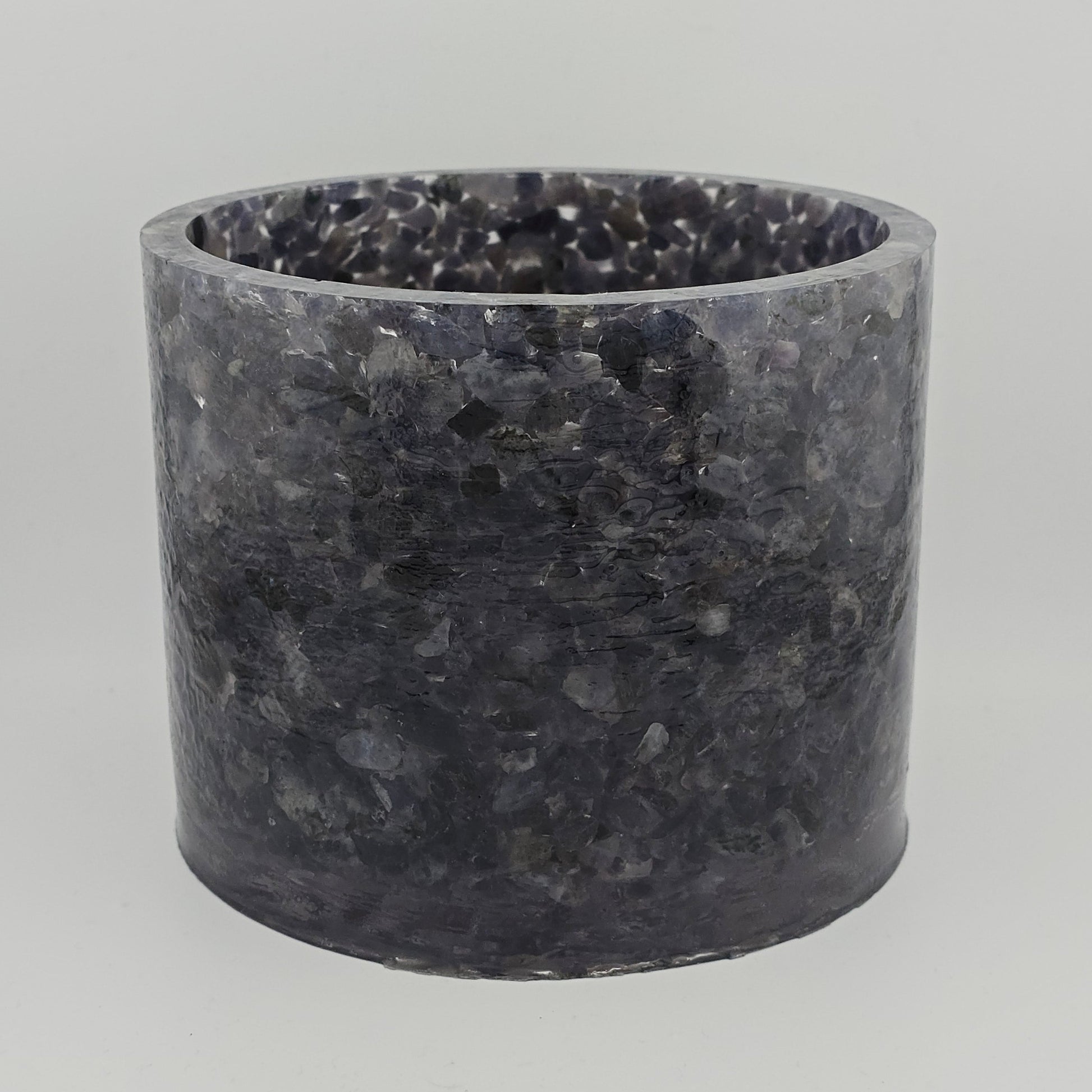 5.9" Planter, natural stone, epoxy resin, white background close