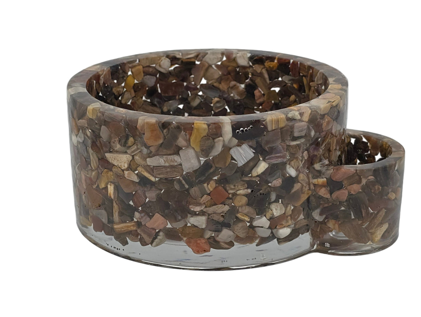 Petrified Wood Candleholder with Match Storage-white background
