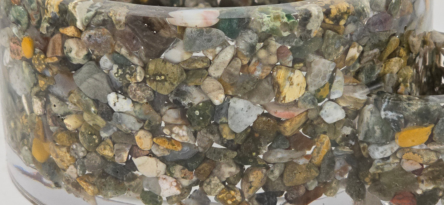 Ocean Jasper Candle Holder- Up close