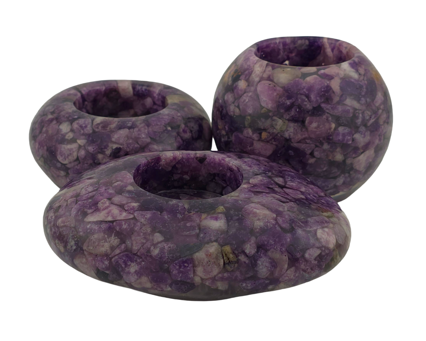 Modern Tea Light Holder Set - Lepidolite