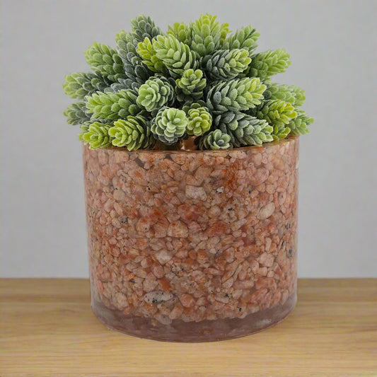 Sunstone 5.9" Planter, natural stone, epoxy resin, countertop