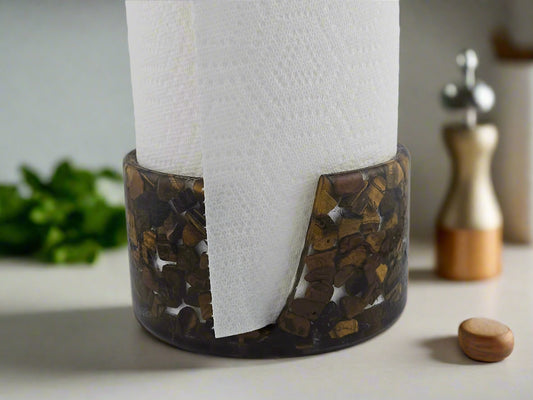 Tiger's Eye Paper Towel Holder on countertop