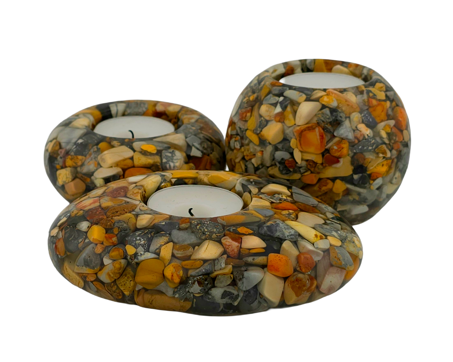 Modern Tea Light Holder Set - Maligano Jasper