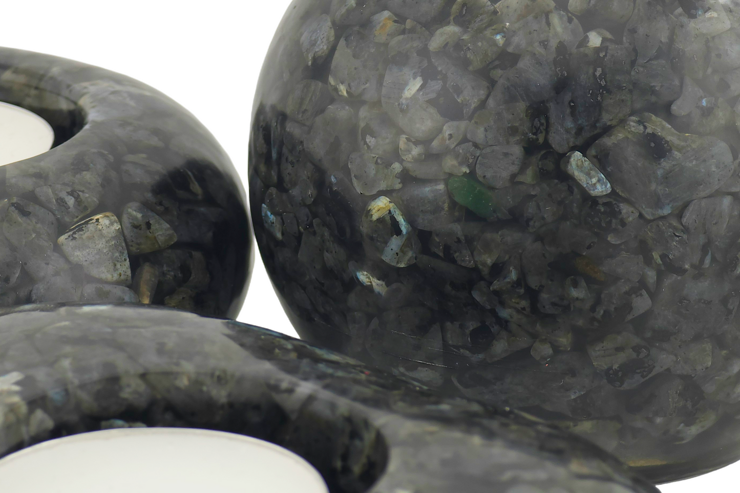 Modern Tea Light Holder Set - Larvikite