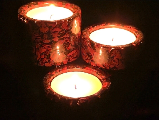 Cylinder Tea Light Holder Set - Mahogany Obsidian