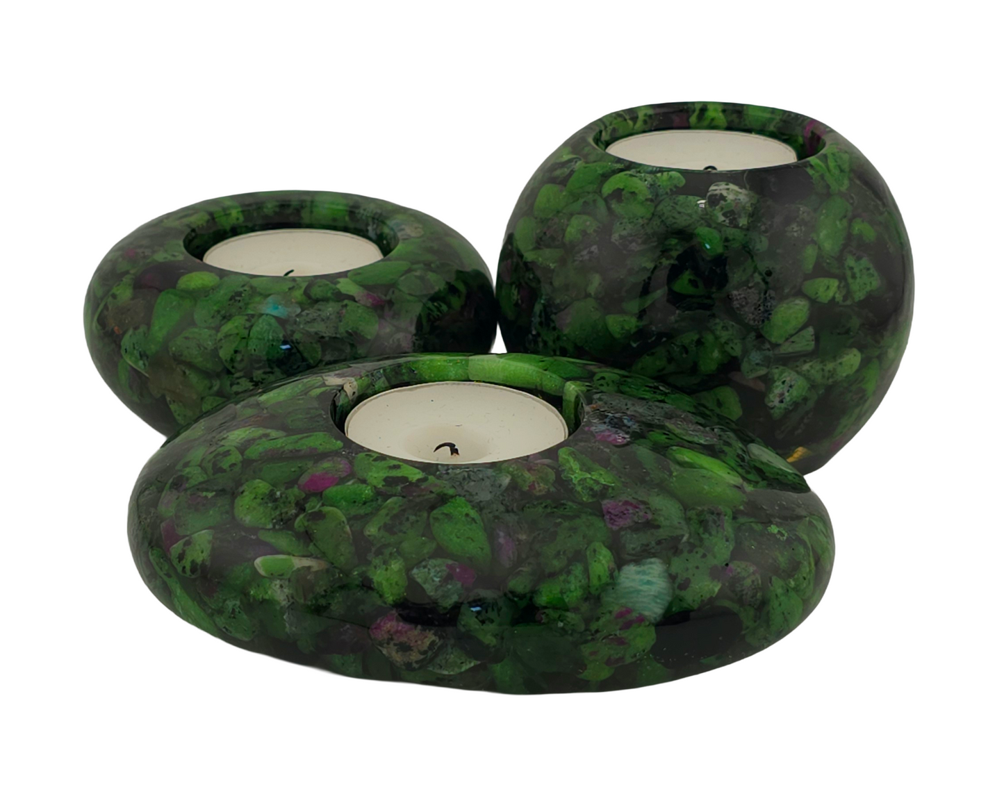Modern Tea Light Holder Set - Ruby Zoisite