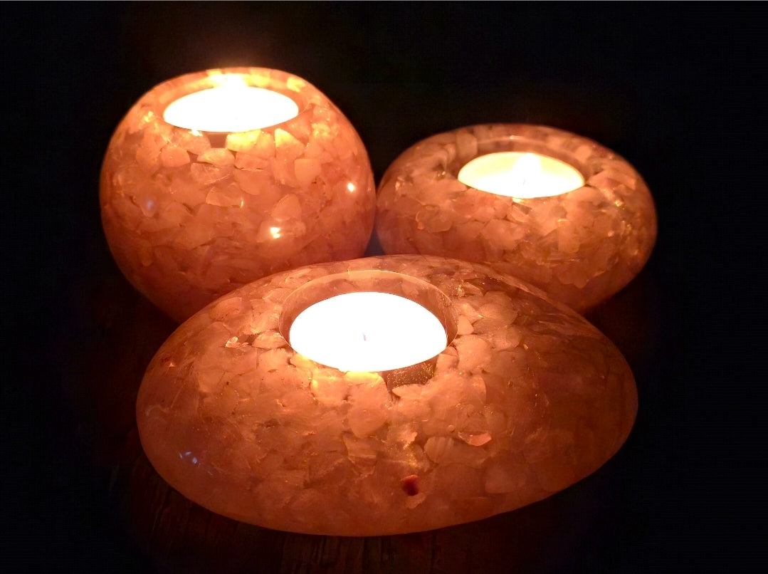 Modern Tea Light Holders - Rose Quartz